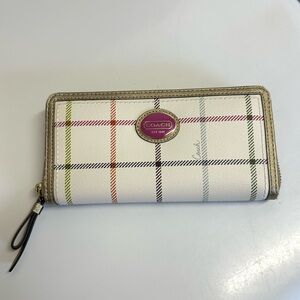 Coach Peyton Tattersall Plaid Zip Wallet